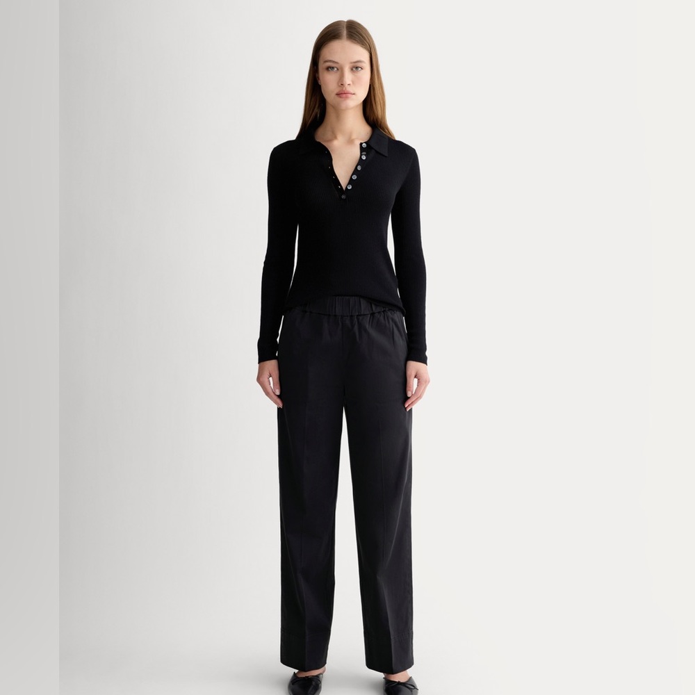 Everlane Black Wide-Leg Trousers size 6